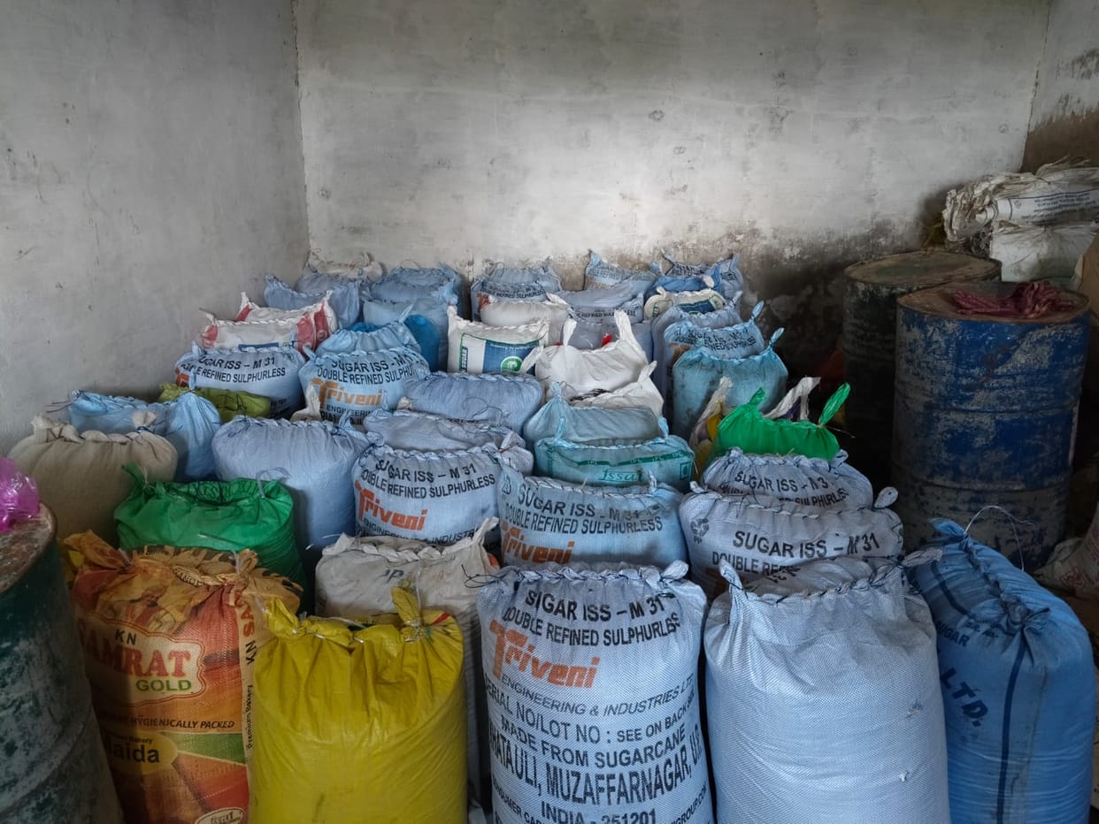 70 sacks of fortified rice found in a warehouse near Kagarol police station.