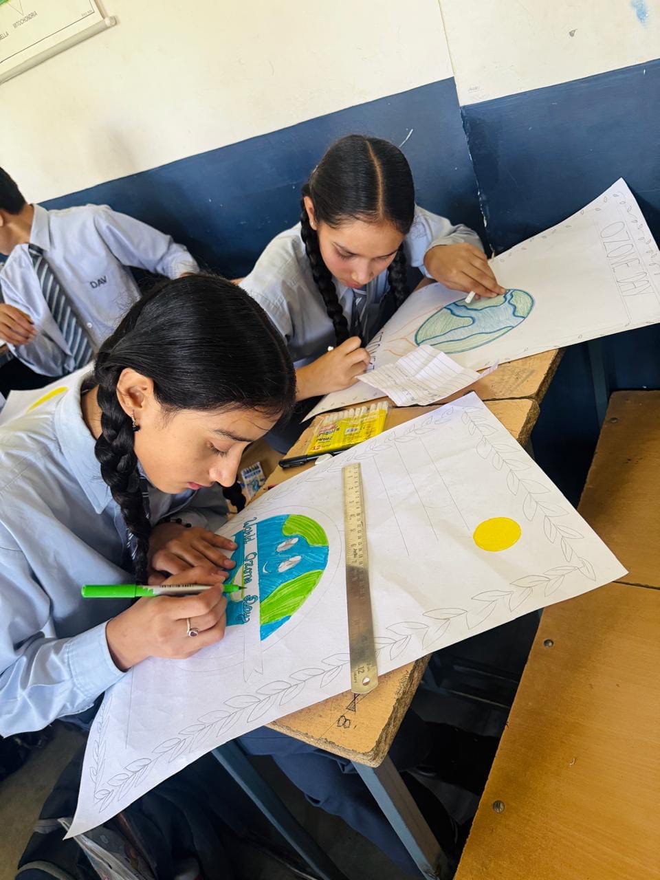 Posters were displayed to raise awareness about saving the ozone layer, while pledges for its conservation were taken at various places.