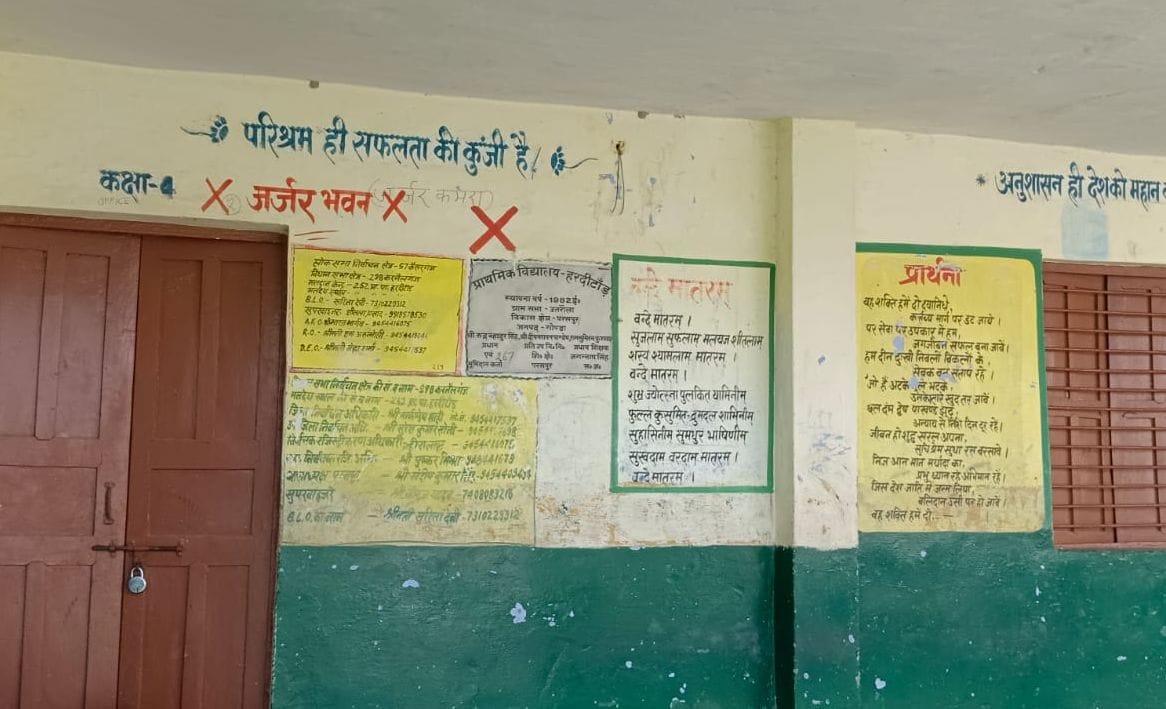 जर्जर प्राथमिक विद्यालय हरदीटांड़। - संवाद