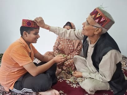 Sought blessings from the elders by touching their feet.