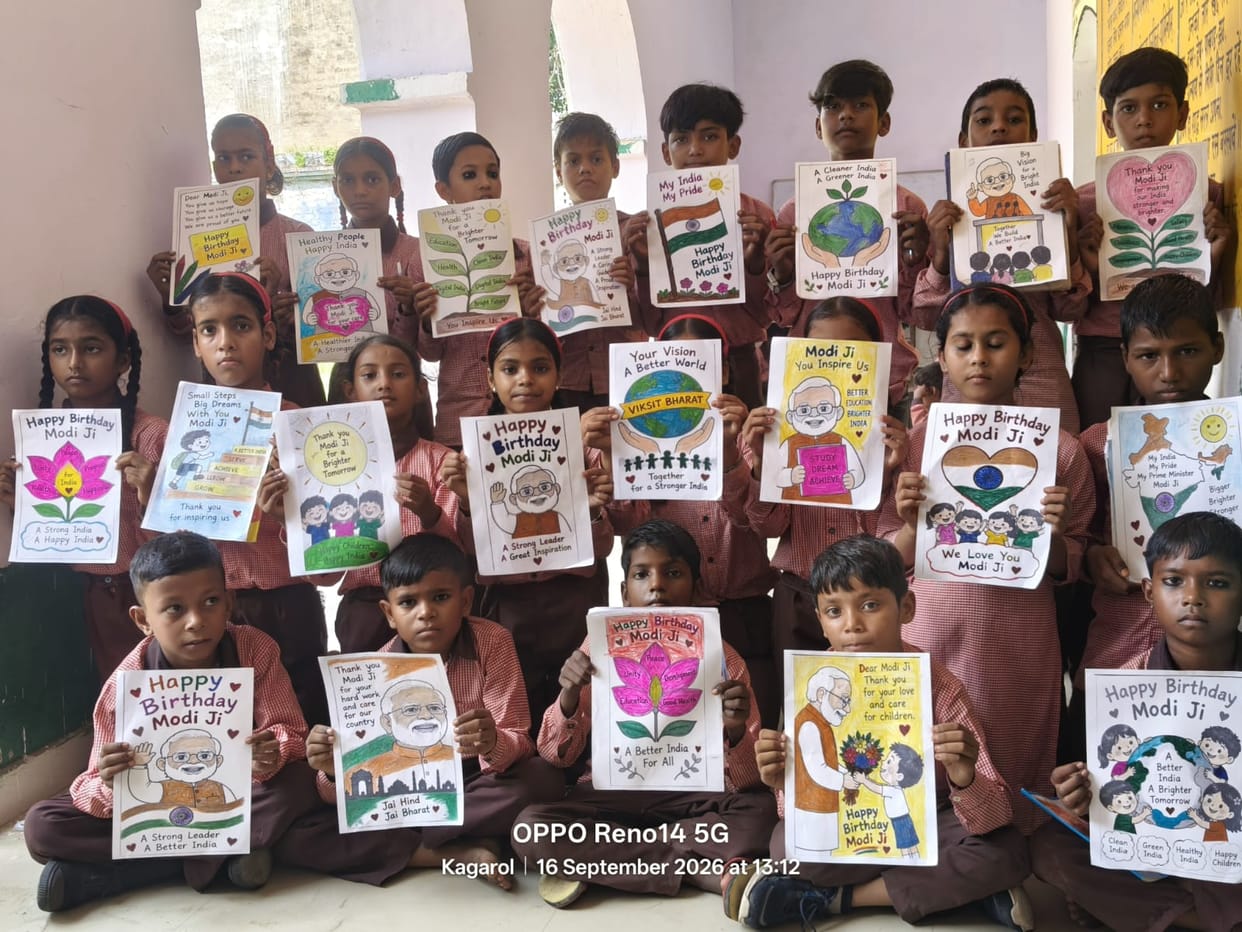 Children created drawings and extended their best wishes on the Prime Minister's birthday.