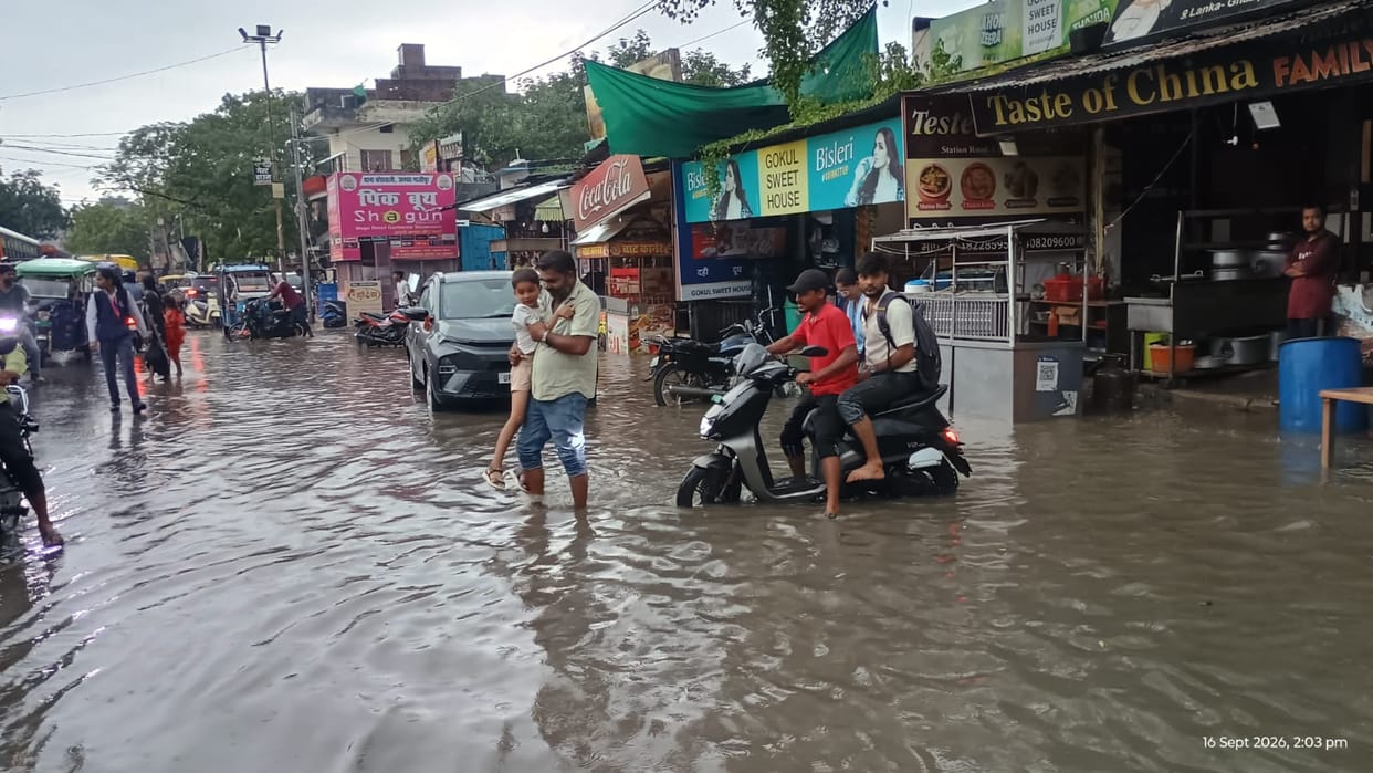 Up to two feet of water accumulated on city roads due to rain