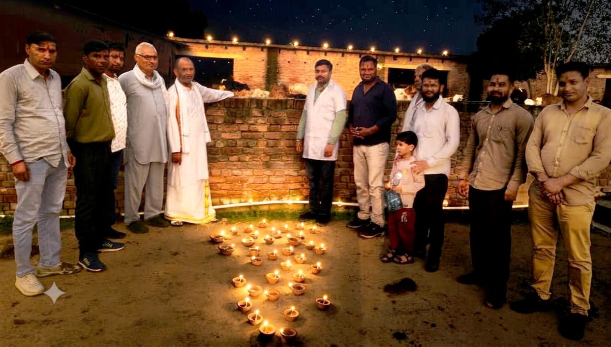 Lit a lamp of blessings in the cowshed