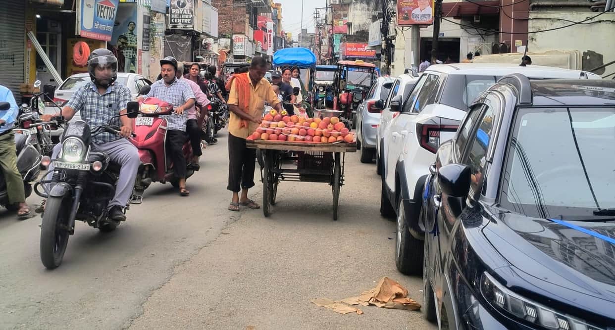 Encroachments make navigating the city difficult; authorities are paying no heed.