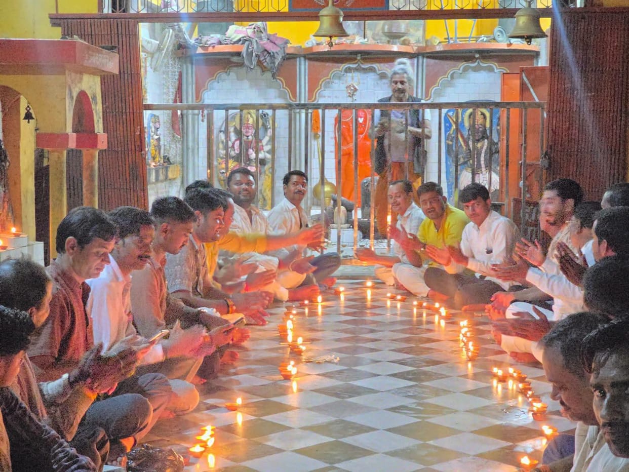 Lamps of blessing lit on the Prime Minister's birthday.