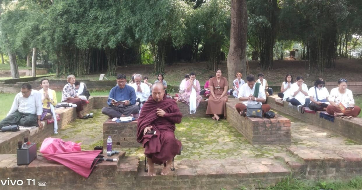 Followers from Myanmar performed prayers at Kausham Kuti.