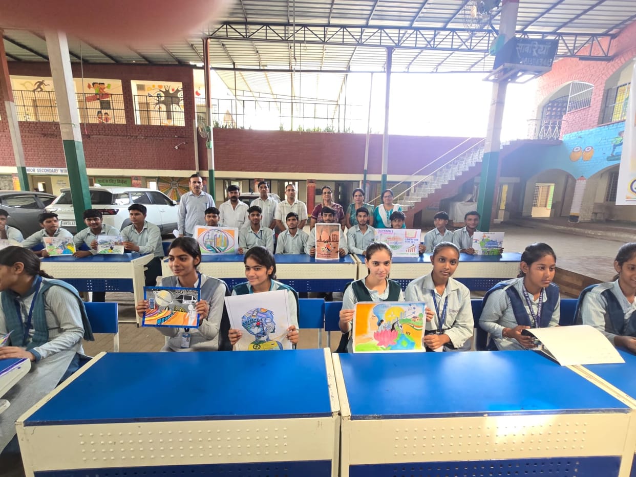 Students showcased their talent in the block-level painting competition.