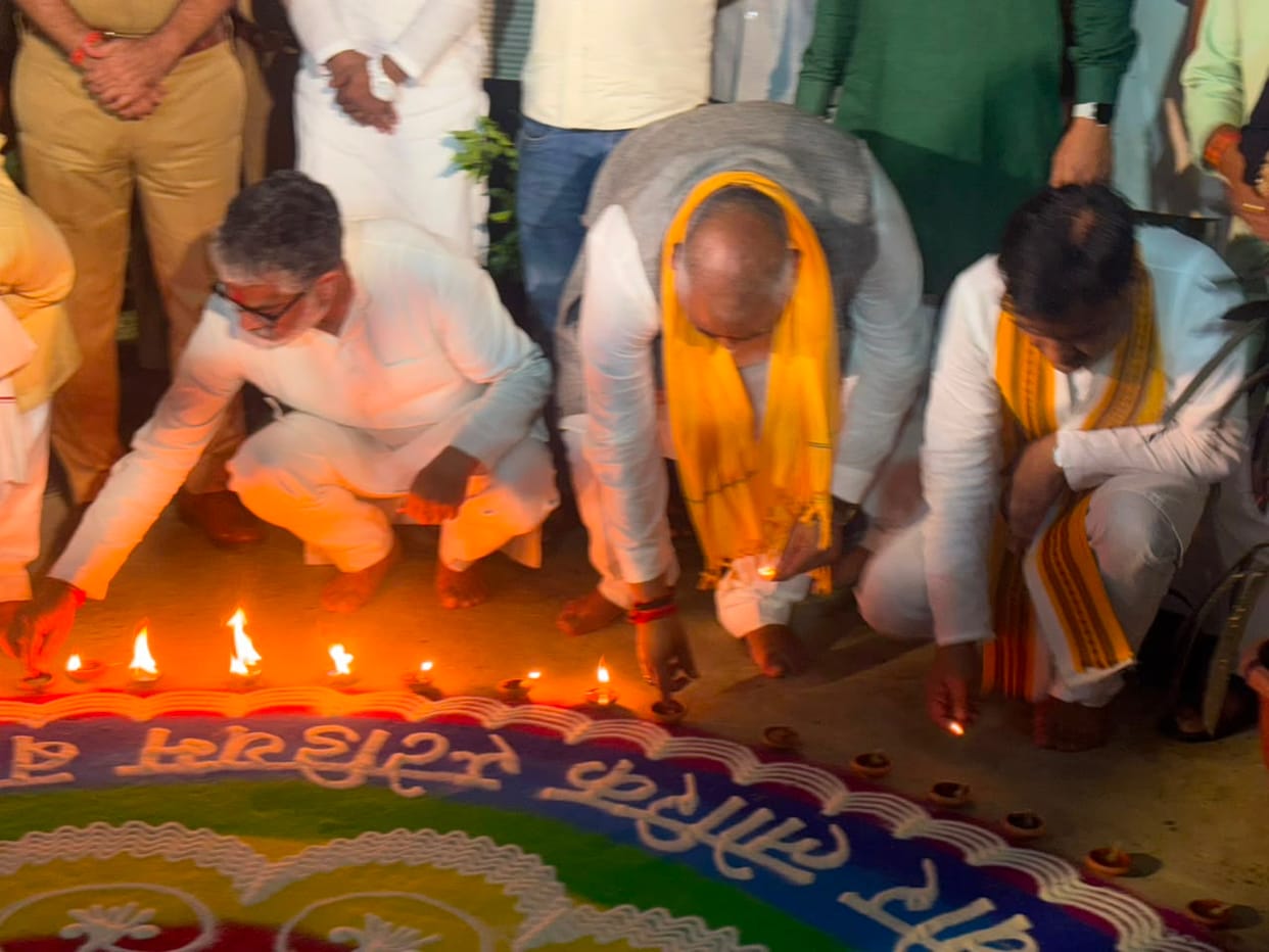 Veer Lorik Stadium illuminated by the Lamp of Blessings on Seva Diwas.