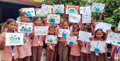 बाह: परिषदीय विद्यालयों में मेरे सपनों का भारत विषय पर हुई चित्रकला और भाषण प्रतियोगिता