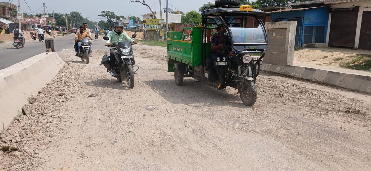 Potholes increase the risk of accidents during the rains