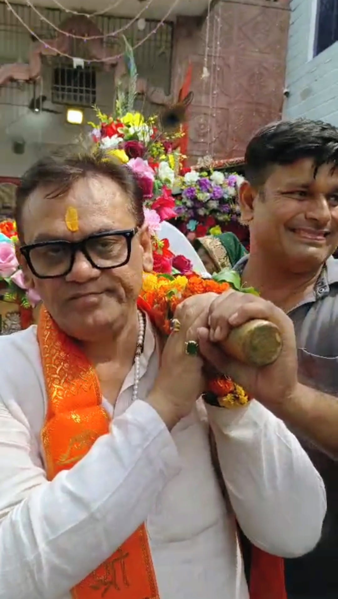 Radha Rani's palanquin was taken out for a procession through the town.