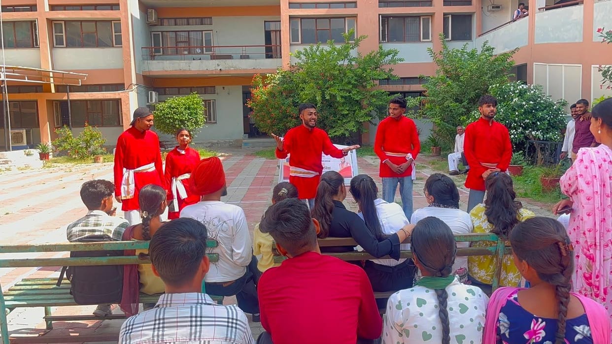Students conveyed the message of national interest through street plays.