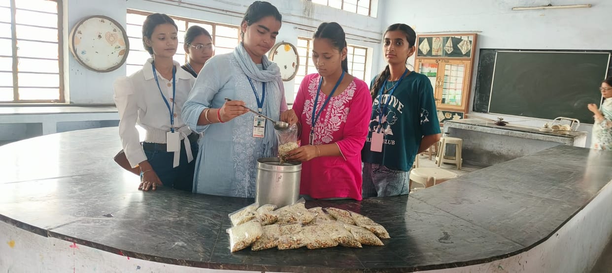 Female students performed community service