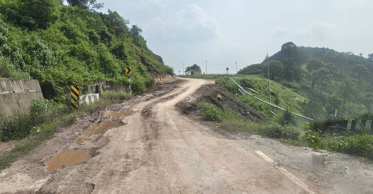 Baddi-Sai-Ramshahar road in poor condition; road has caved in at several places.
