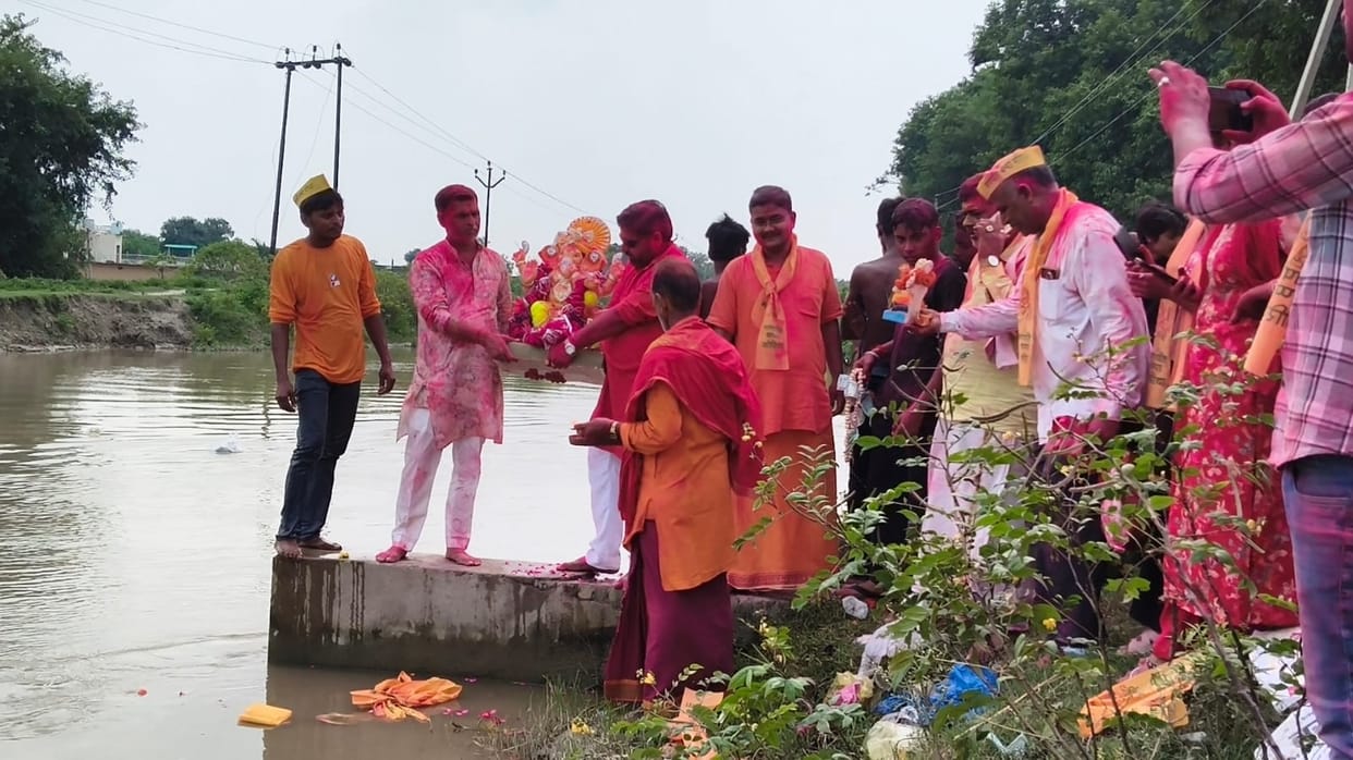 Ganpati Bappa was bid farewell amidst chants of "Come back soon next year."