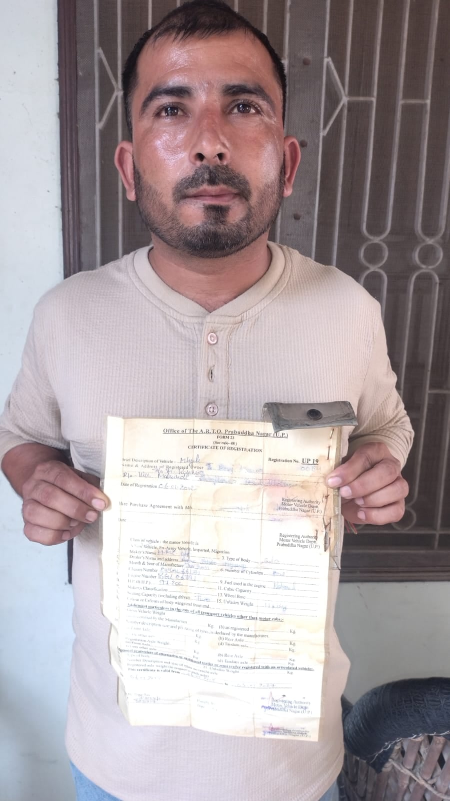 The bike's validity was still valid, yet a scrap receipt was issued.
