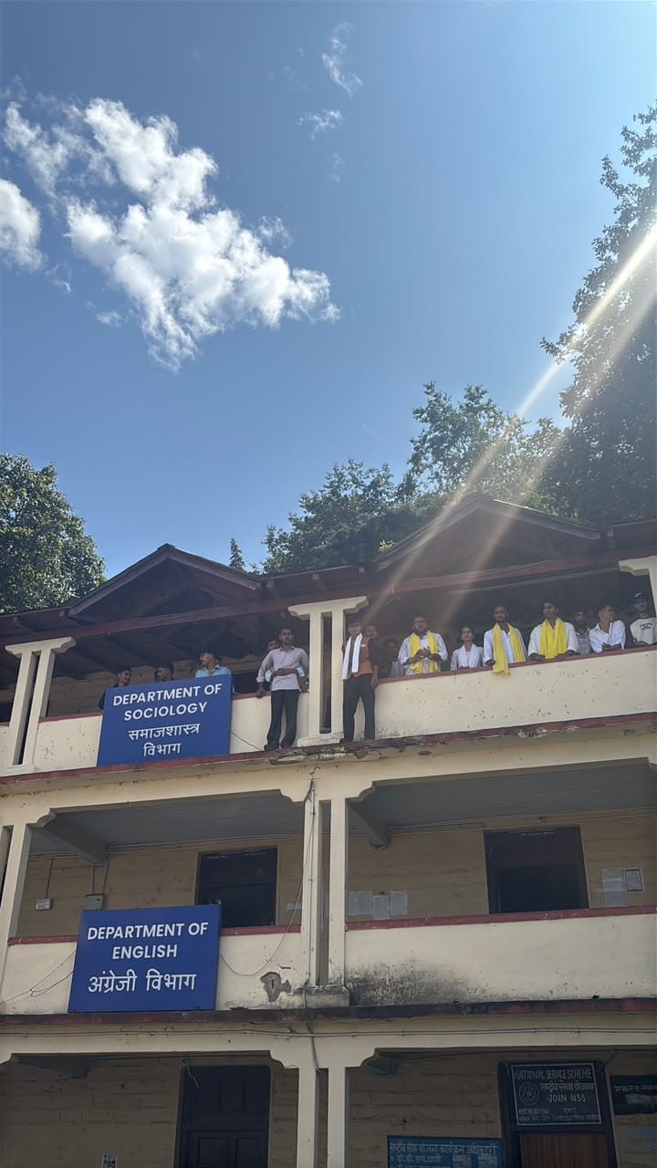 Students outraged over the implementation of 50% reservation climb onto the building's roof.