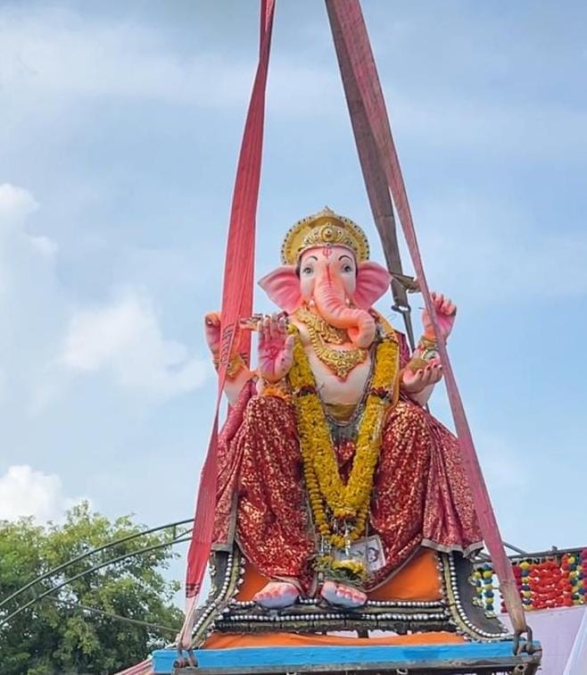 Lord Ganesha's idol was bid farewell with teary eyes