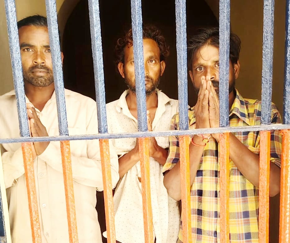 All three accused arrested for cooking meat over the fire of a burning funeral pyre in Puwayan.