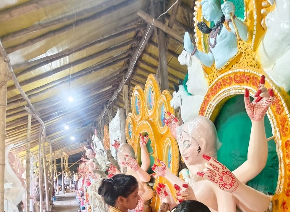 Artisans busy giving shape to Durga idols