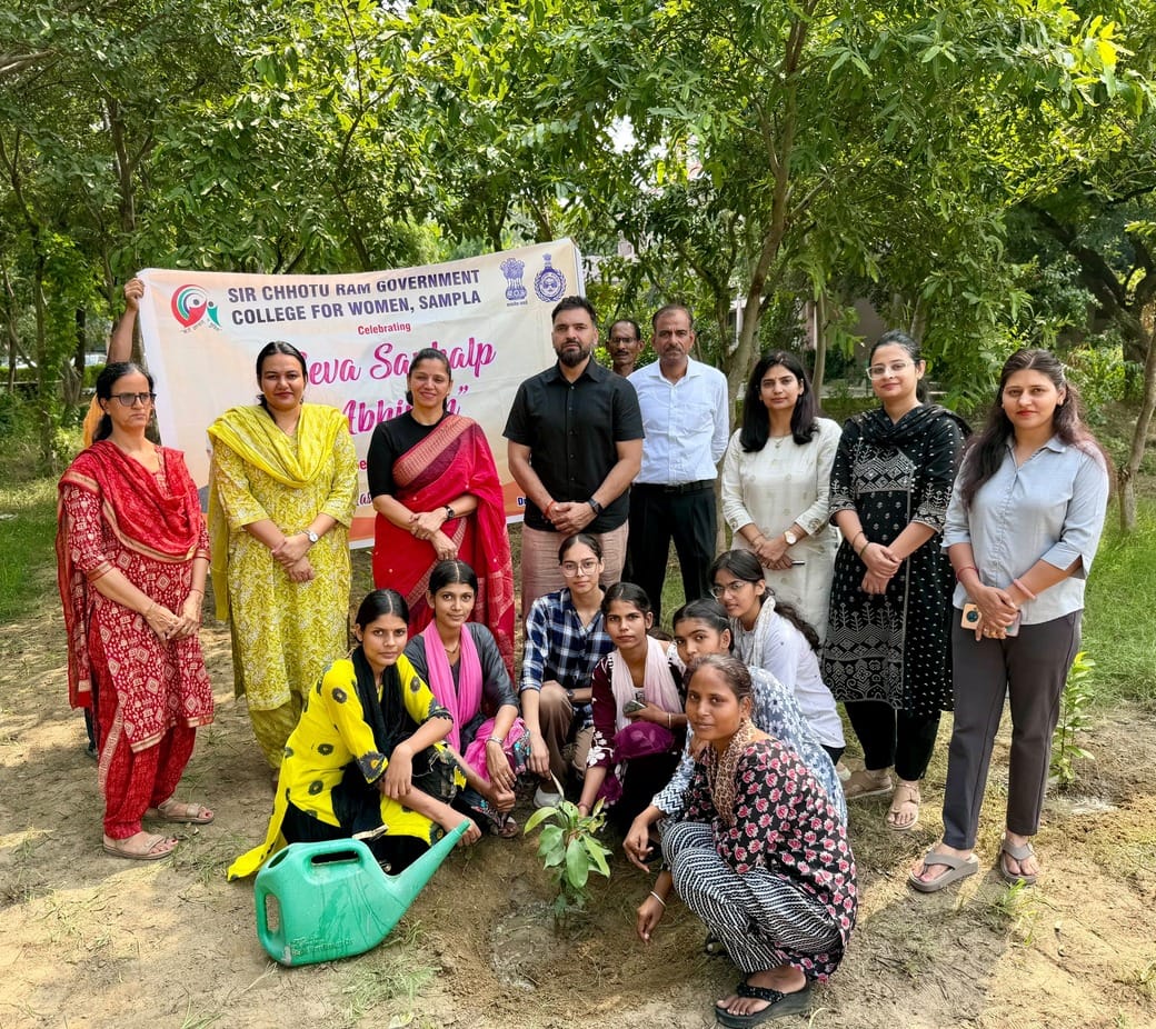 Students planted saplings at the college.