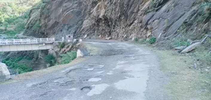 Tar stripped away; Chudi-Lilh road riddled with potholes.