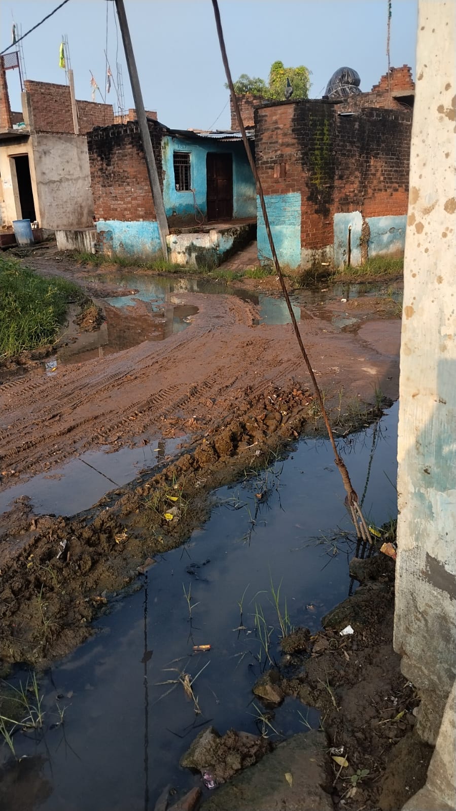 Access to 50 houses blocked due to waterlogging.