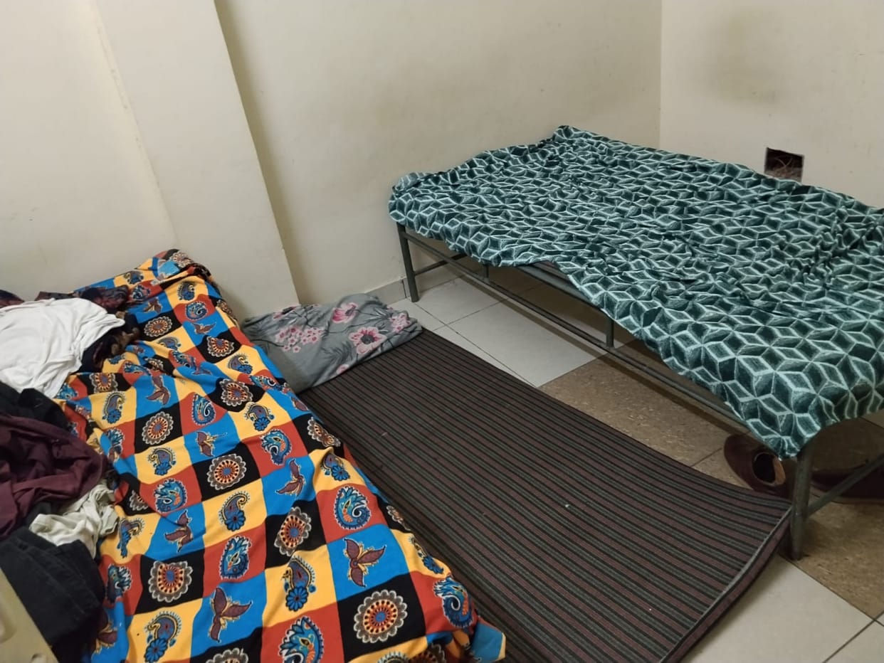 Few rooms in the hostel, forced to make do by spreading mattresses on the floor
