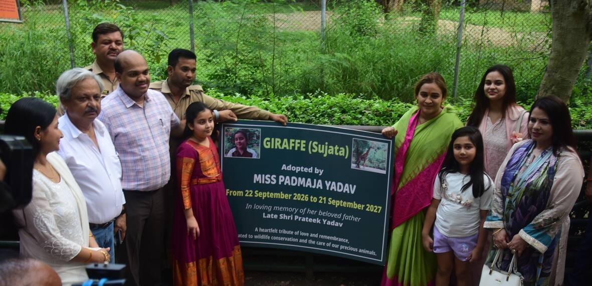 Aparna adopted Sujatha the giraffe on her daughter's birthday.