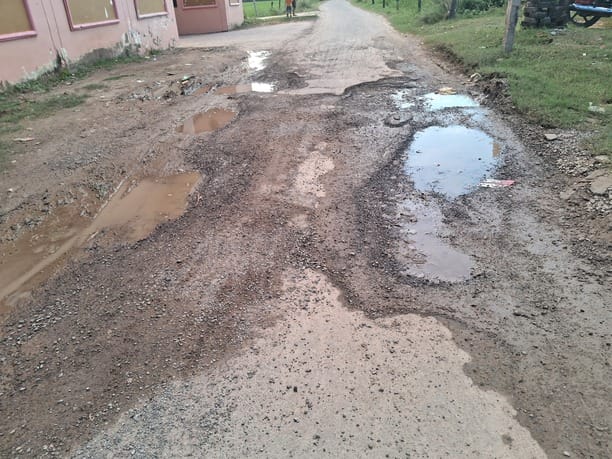 Aladadpur-Anapur road turns into a stretch of potholes
