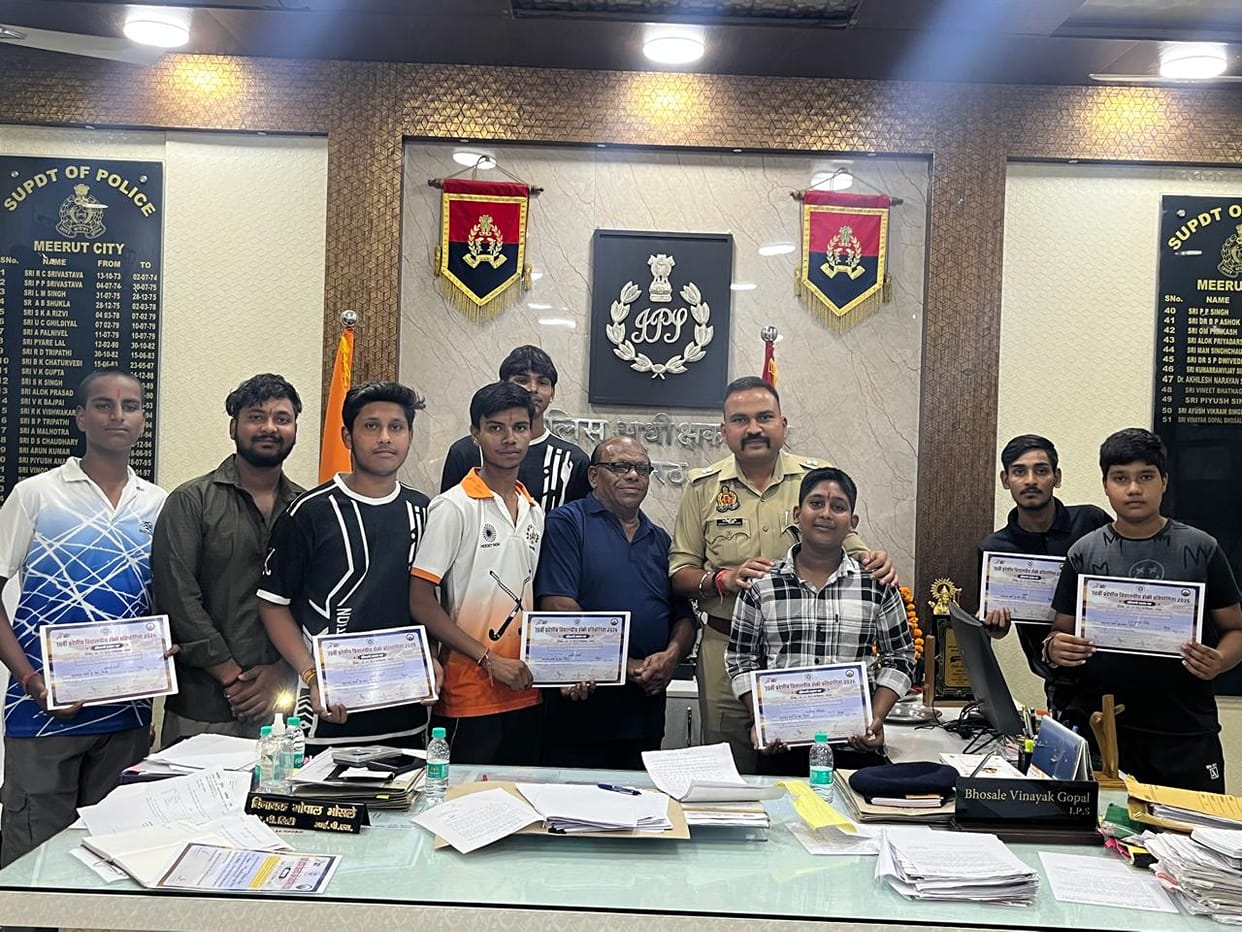 Felicitation of the team returning from the hockey tournament
