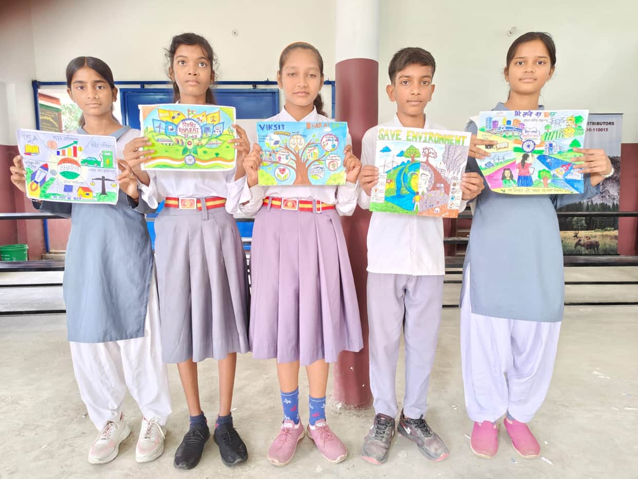 Priya and Sanjana triumphed in the speech contest, Neha in the poster competition, and Saumya in the painting competition.