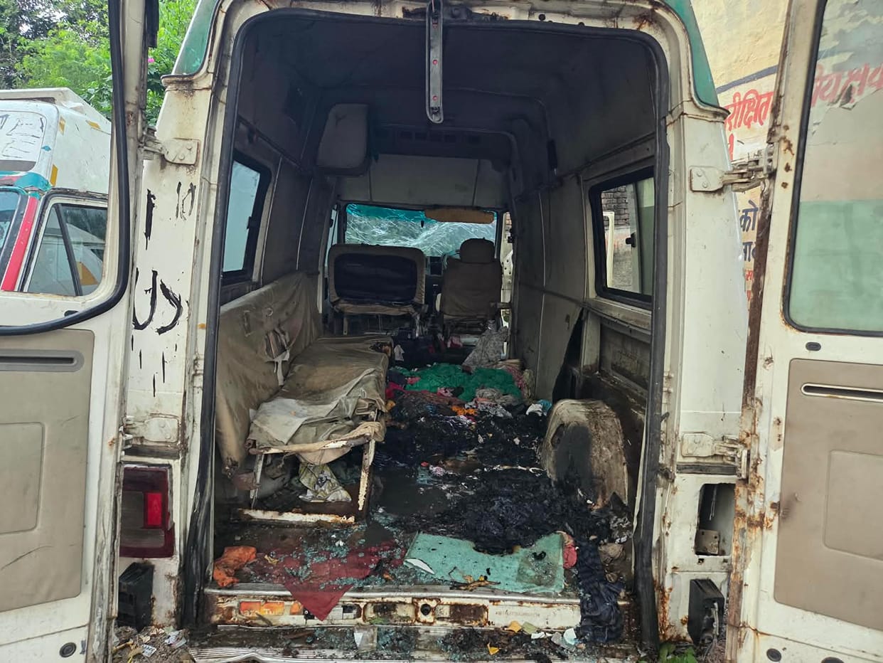 Fire breaks out in a condemned ambulance parked on the CHC premises.