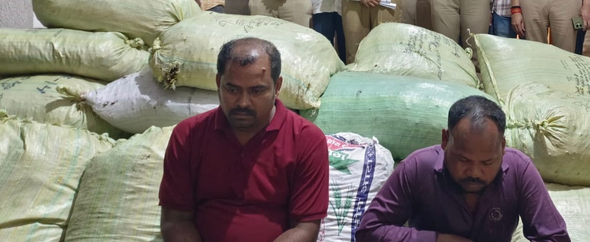 Two interstate smugglers arrested with cannabis worth 3.30 crore being transported to Mirzapur, hidden inside a container.