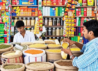 हरिसेनगंज-परचून की दुकान में खरीदारी करता ग्राहक