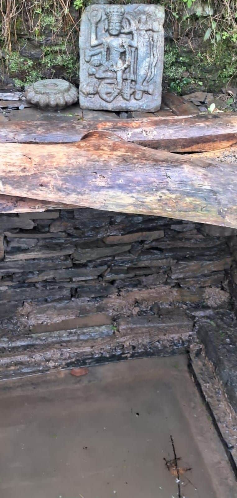 Idol and Amla found from ancient stepwell during renovation