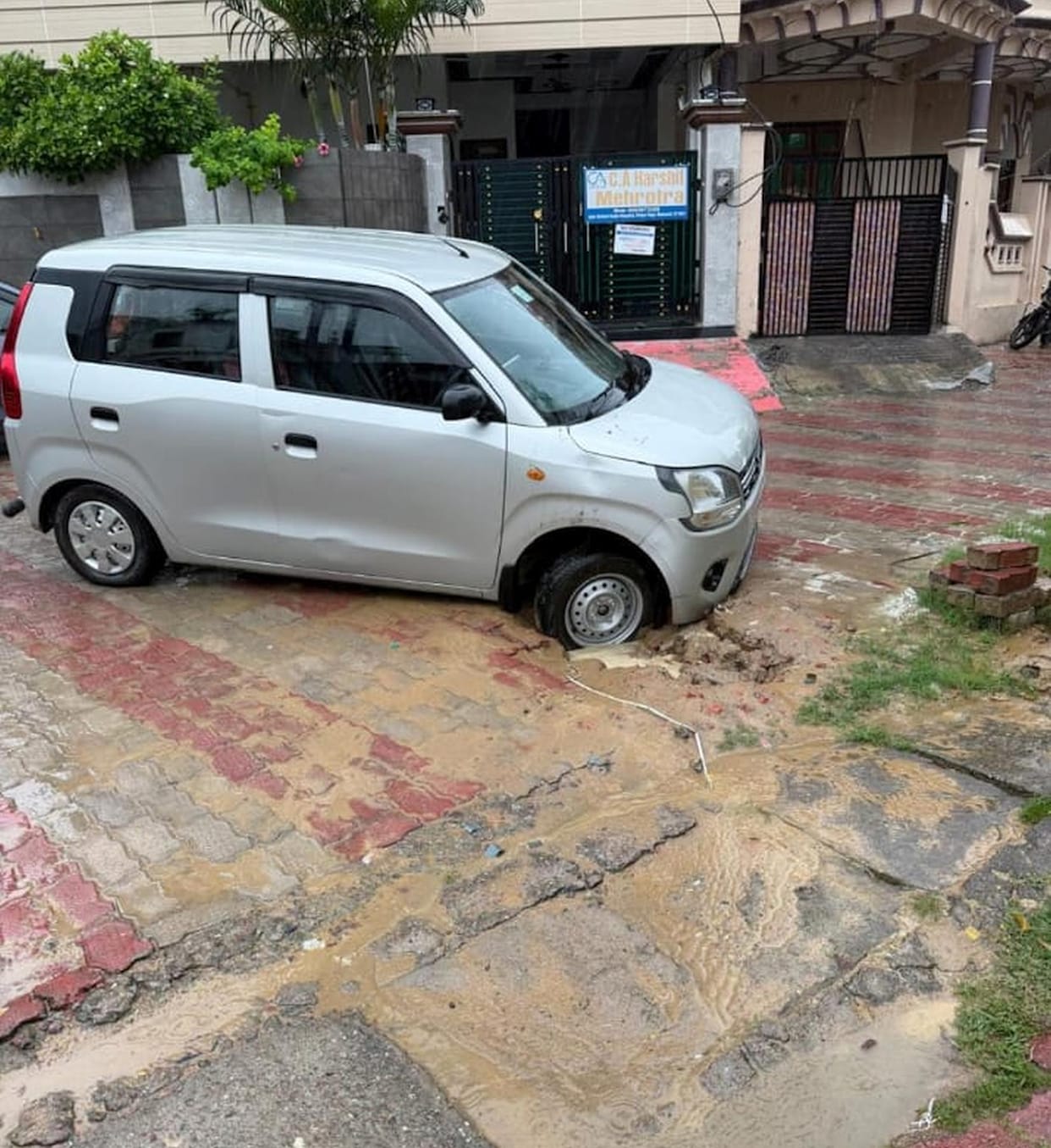 Vehicles getting stuck in pits dug for gas pipelines.