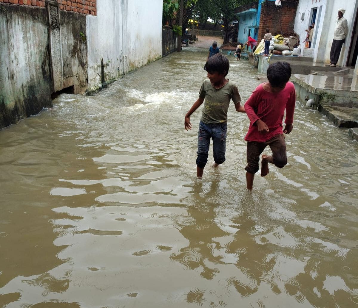 Contact with 30 villages cut off due to overflowing drains and causeways.