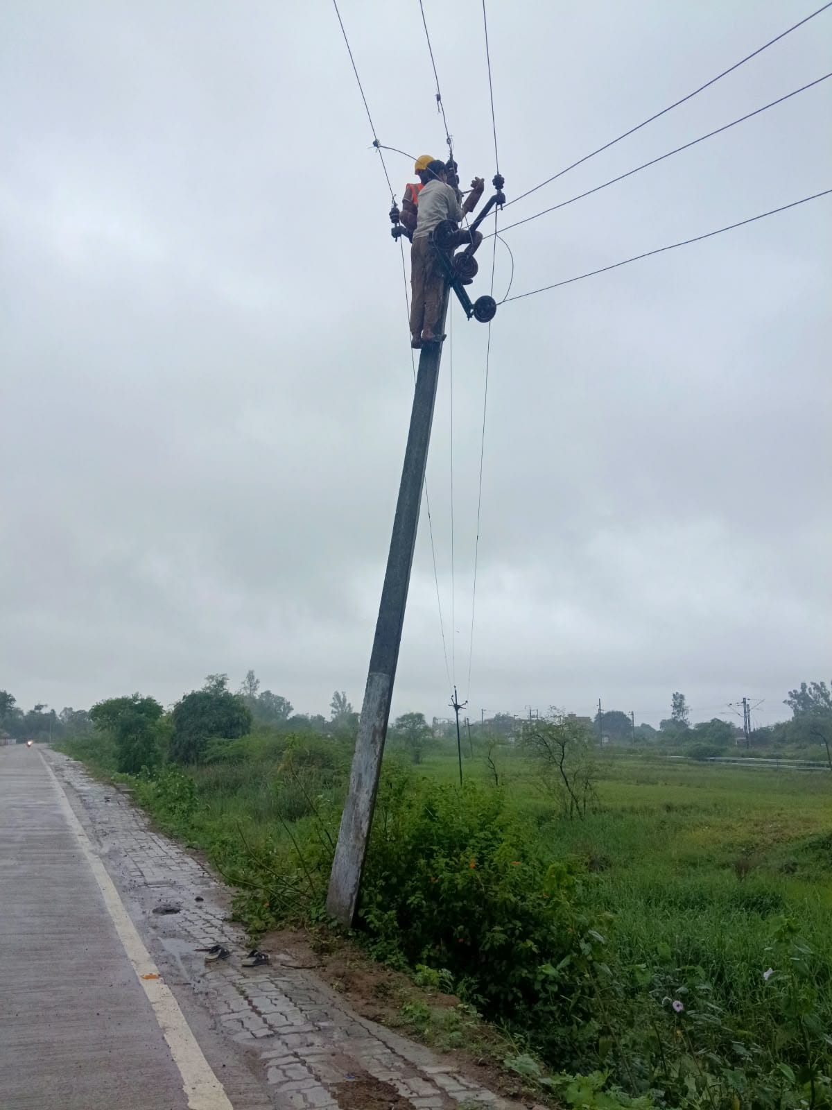 Power remained out all day due to rain and wind.