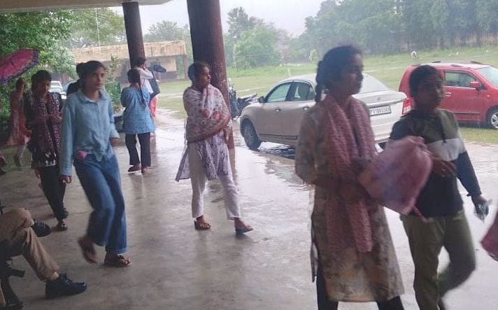 Rain hampered the D.El.Ed exam, yet candidates arrived.