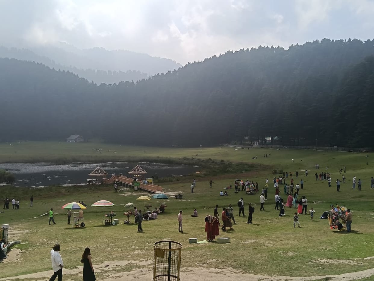 A flood of tourists thronged Khajjiar over the weekend.