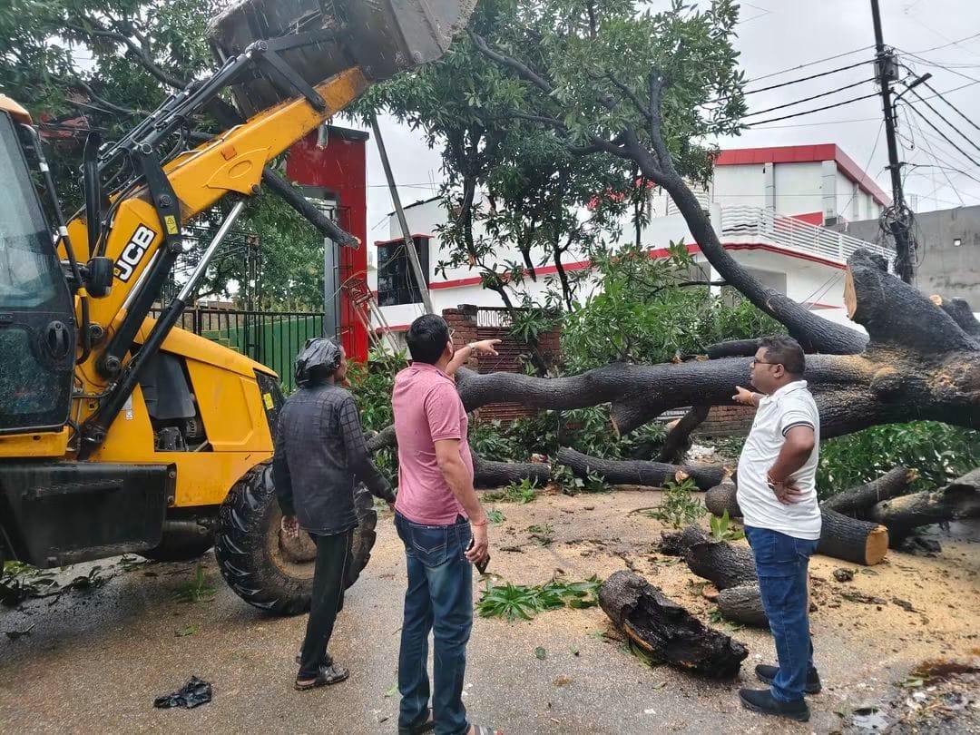 Power supply disrupted by rain; operations stalled from highways to railways.