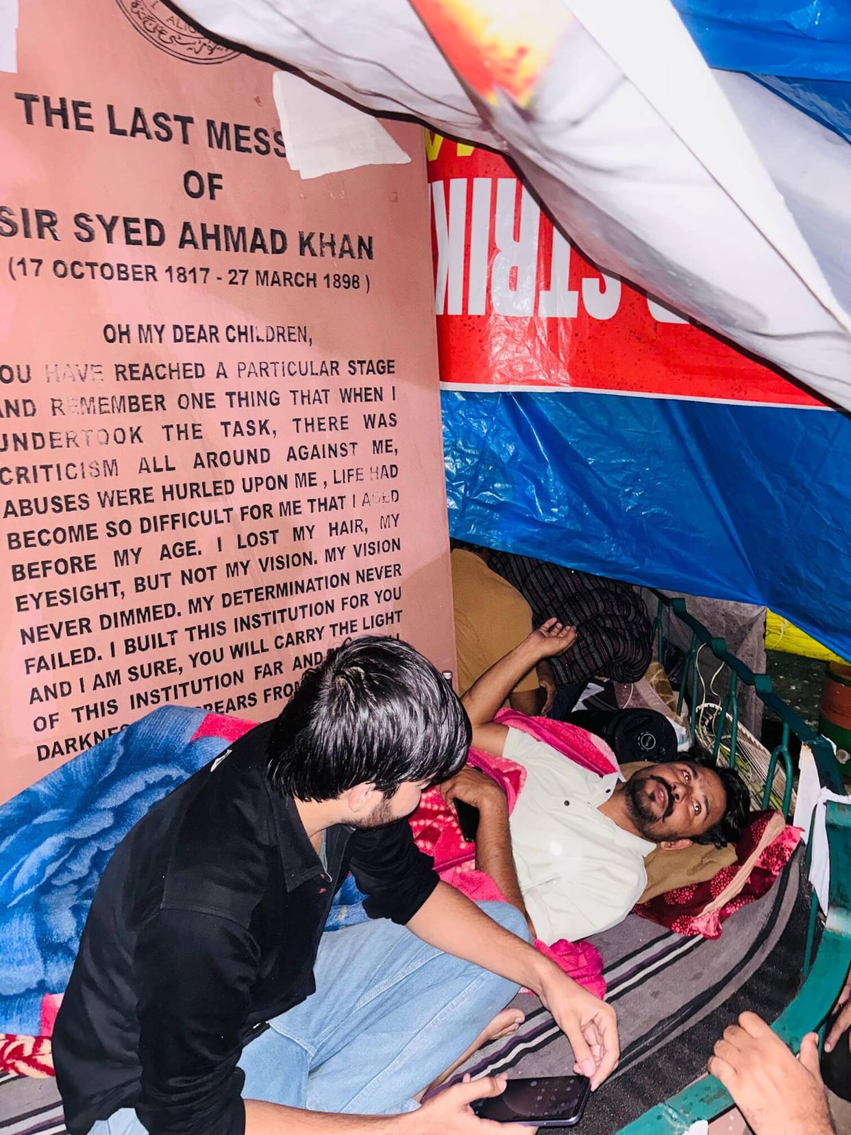 Yasir remains steadfast in his hunger strike, even in the rain
