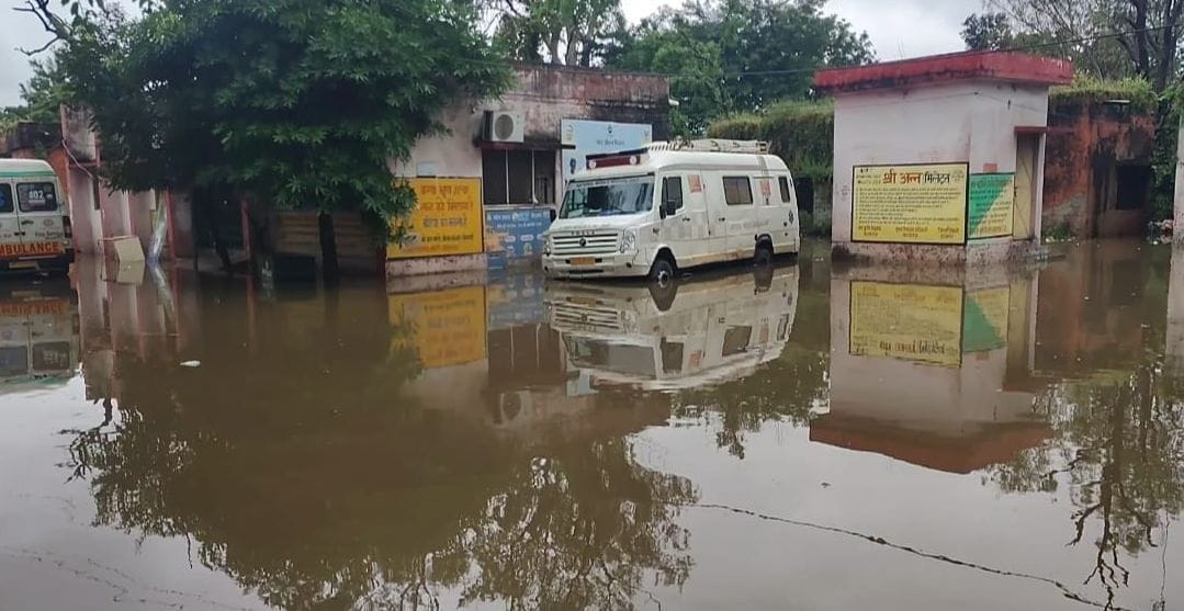 Health services disrupted due to waterlogging at the PHC.