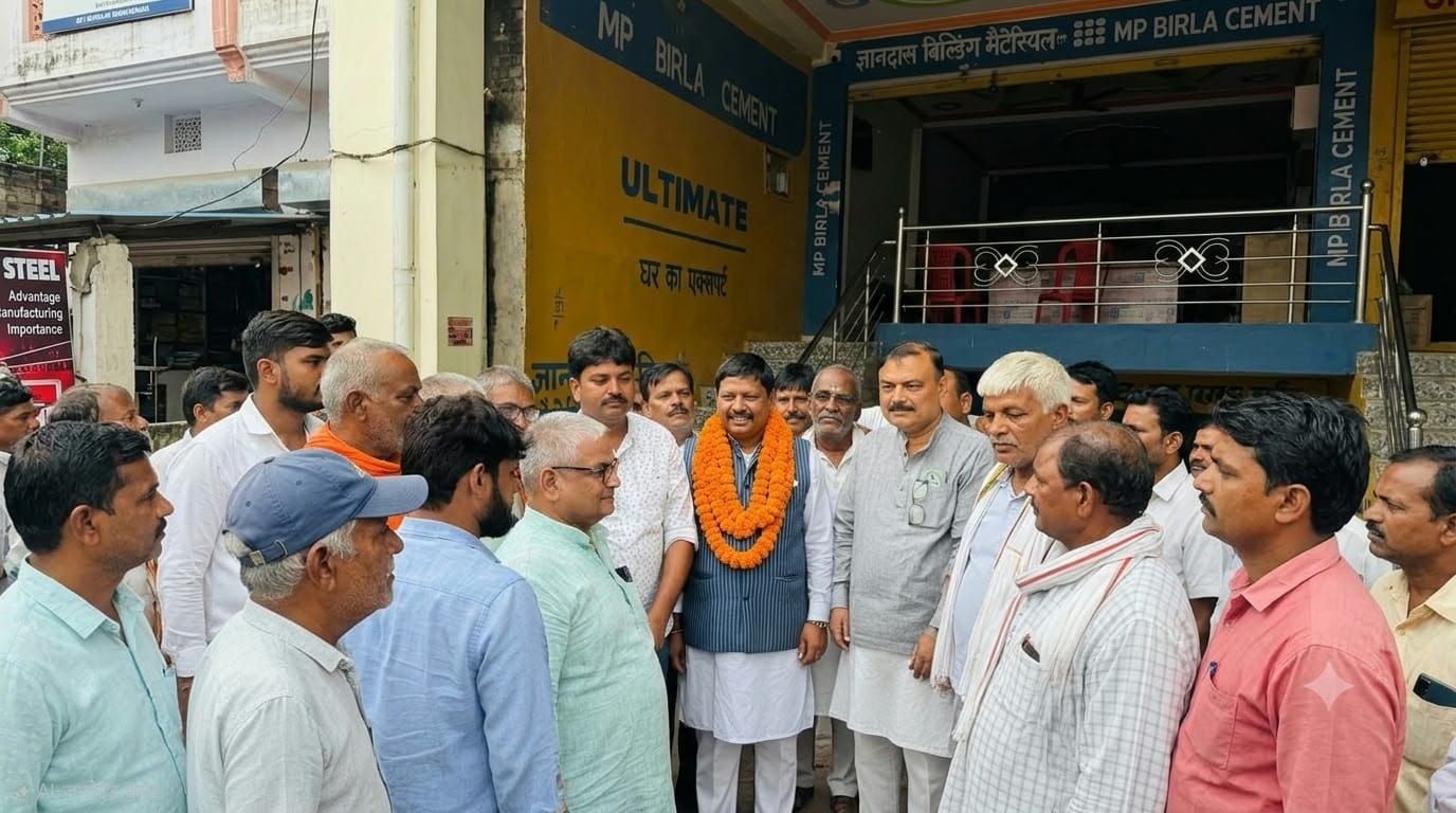 जलालपुर बाईपास पर नवनियुक्त भाजपा के मछलीशहर जिला प्रभारी दिनेश मौर्य का स्वागत करते कार्यकर्ता
