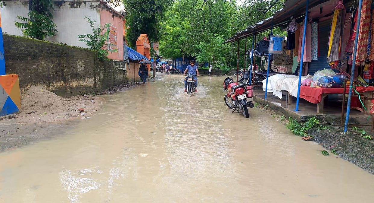 Torrential rain accompanied by strong winds wreaked havoc.