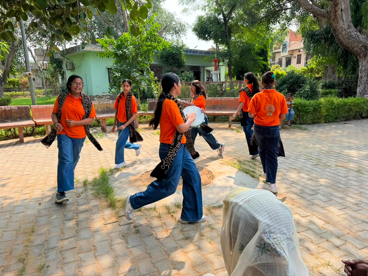Messages regarding de-addiction and government schemes conveyed through street plays.