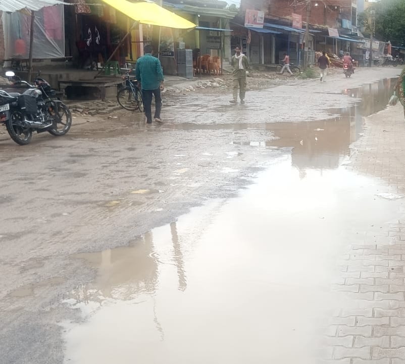 Waterlogging is occurring in Suryava due to improper interlocking.