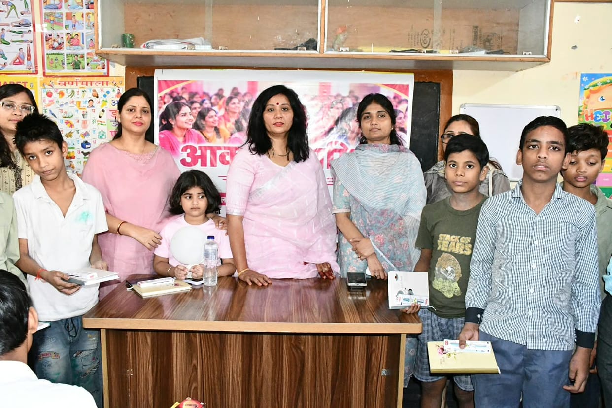 Interaction with children and distribution of teaching-learning materials.