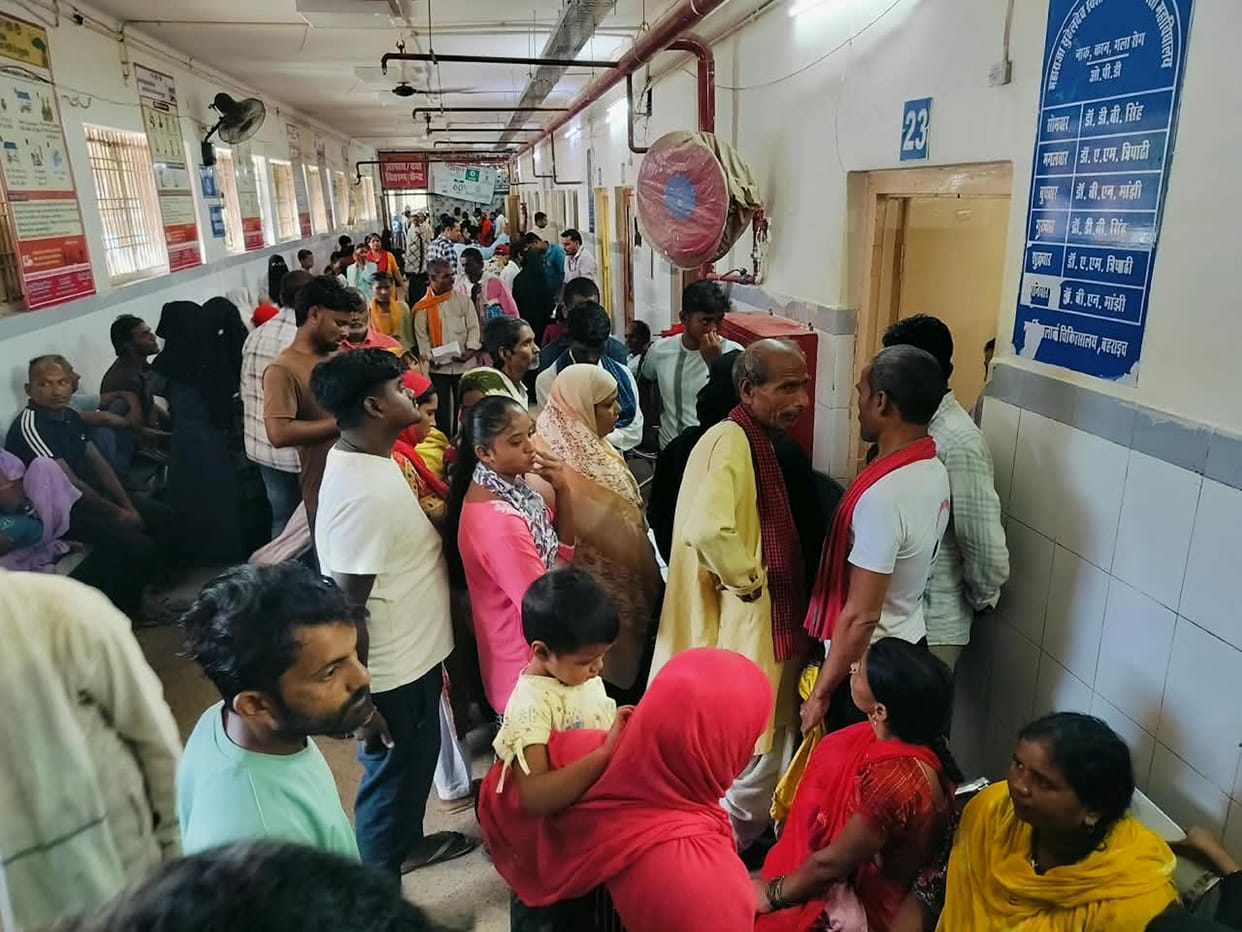 Rush of patients at the medical college due to inclement weather.